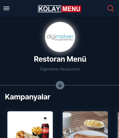 MENÜ KOLAY - Karanlık Mod Özelliği - Online Restoran Menüsü